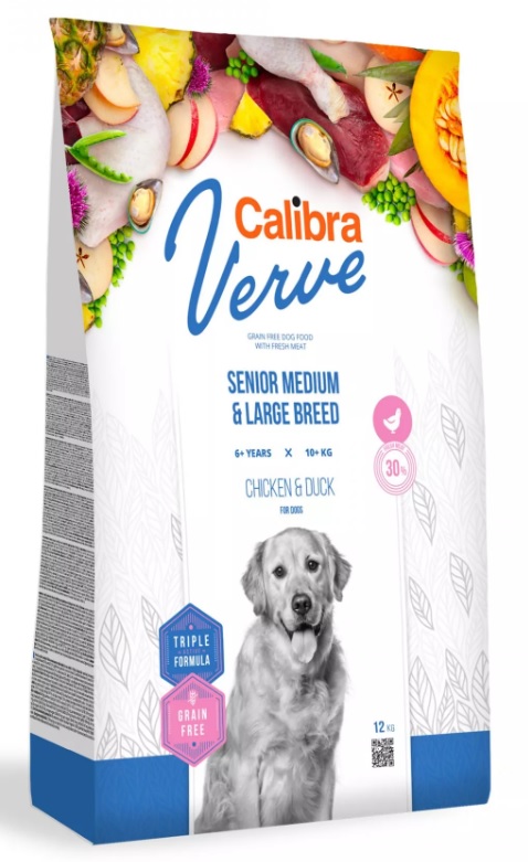 Calibra Dog Verve Grain Free Senior M&L Chicken & Duck 12 kg